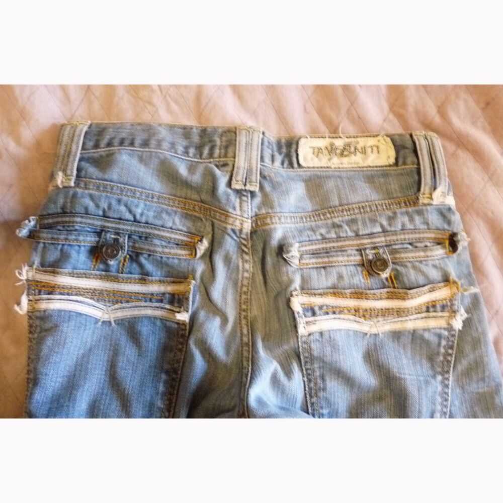 Unique Traverniti So Jeans faded destroyed, double back pockets Button front 31